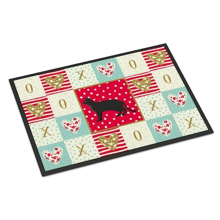Carolines Treasures 18 x 27 in. Chausie Black Cat Love Indoor or Outdoor Mat CK5579MAT